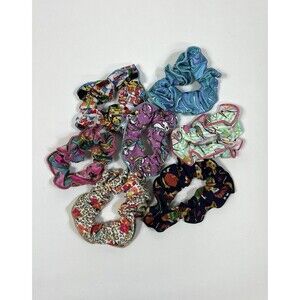 Sweet Petunia Girls Lot Of 7 Handmade Hair Scrunchies! Unicorn Leopard Colorful